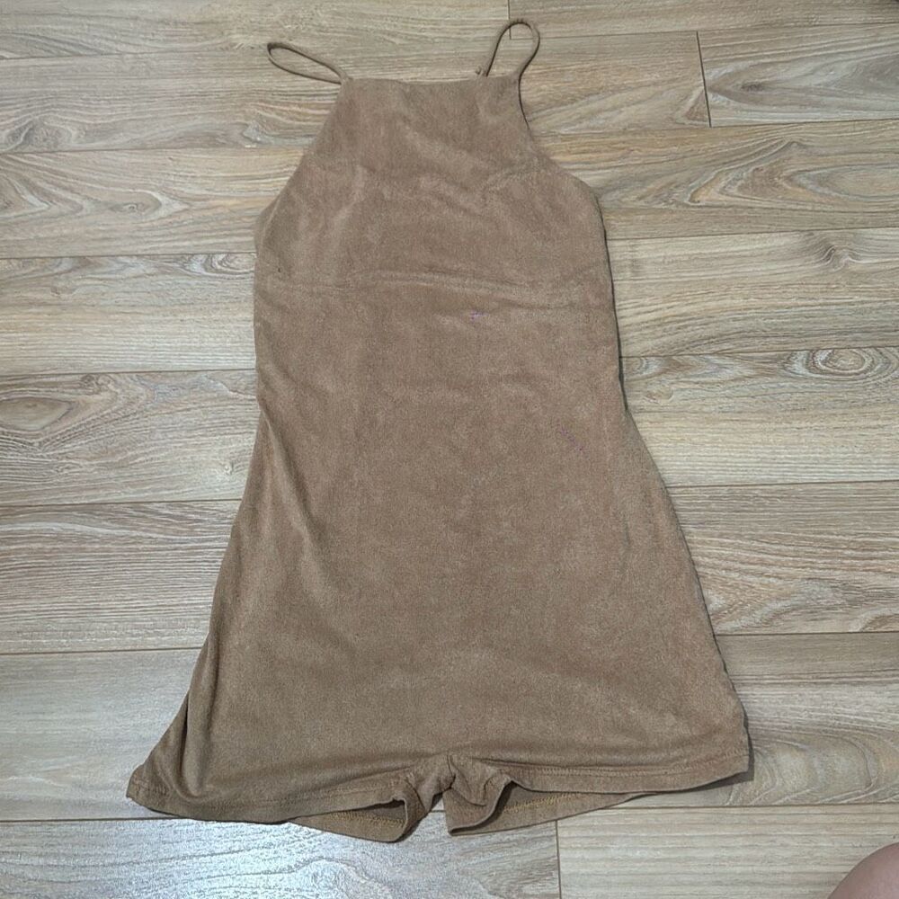 A+‎ Ellen brown Faux suede romper small